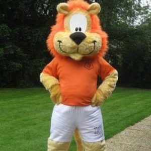 loekie de leeuw oranje voetbal mascotte looppak bedazlled